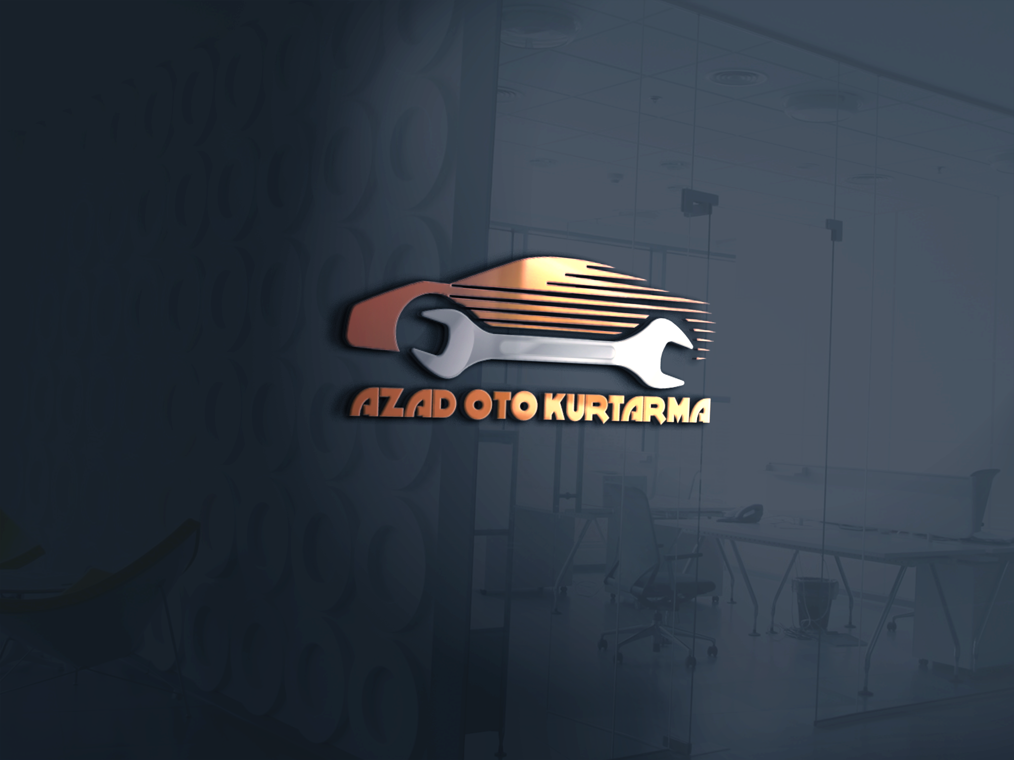 3d glass window logo mockup